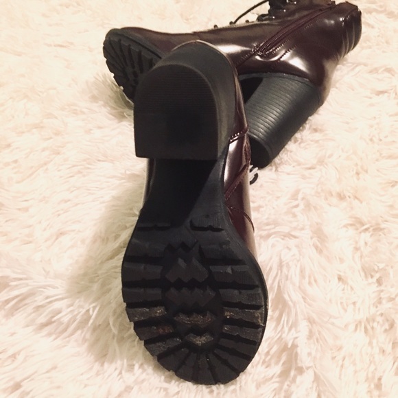 JustFab Burgundy Heeled Combat Boots - Picture 4 of 4